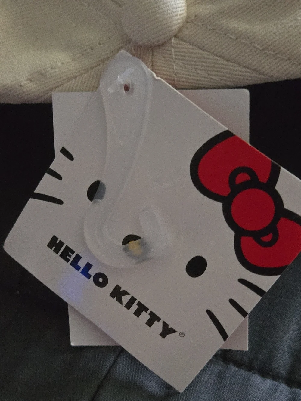 Sanrio Hello Kitty Embroidered Cream Hat with Red Bow